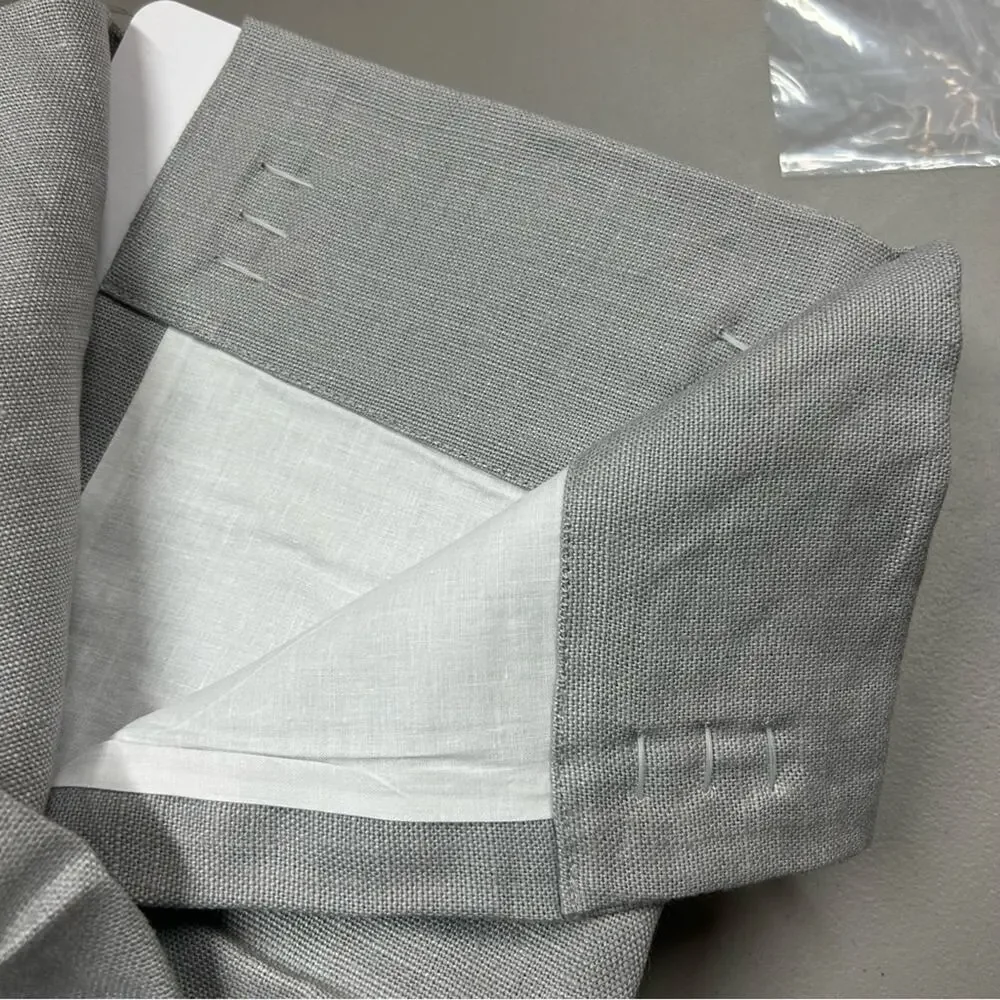 Williams Sonoma Belgian Linen Rod Pocket Drape Curtain 1 Panel Smoke Gray NEW